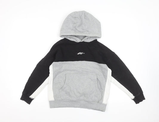 Next Boys Multicoloured Pullover Hoodie 9 Years Grey Black Colourblock