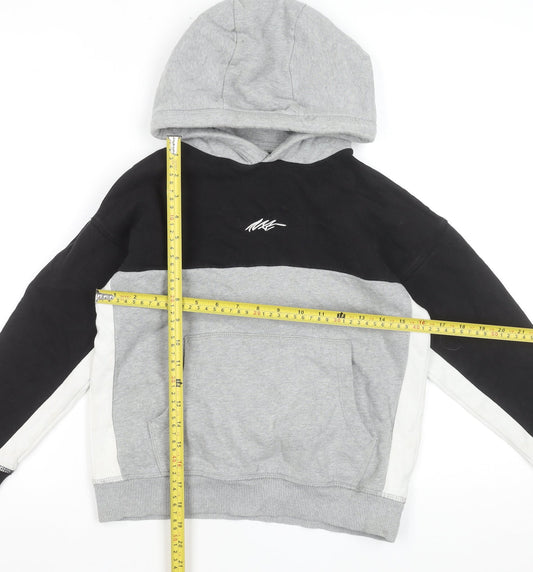 Next Boys Multicoloured Pullover Hoodie 9 Years Grey Black Colourblock