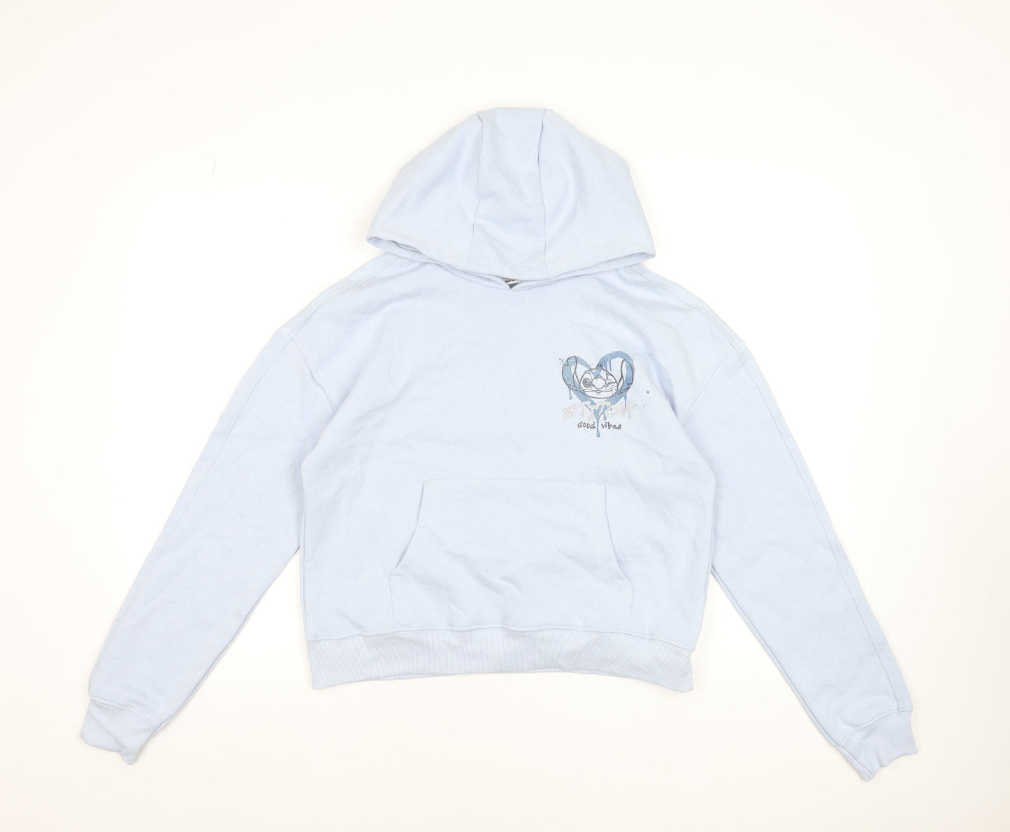 George Girls Blue Stitch Hoodie 13-14 Years Pullover Graphic Sweatshirt