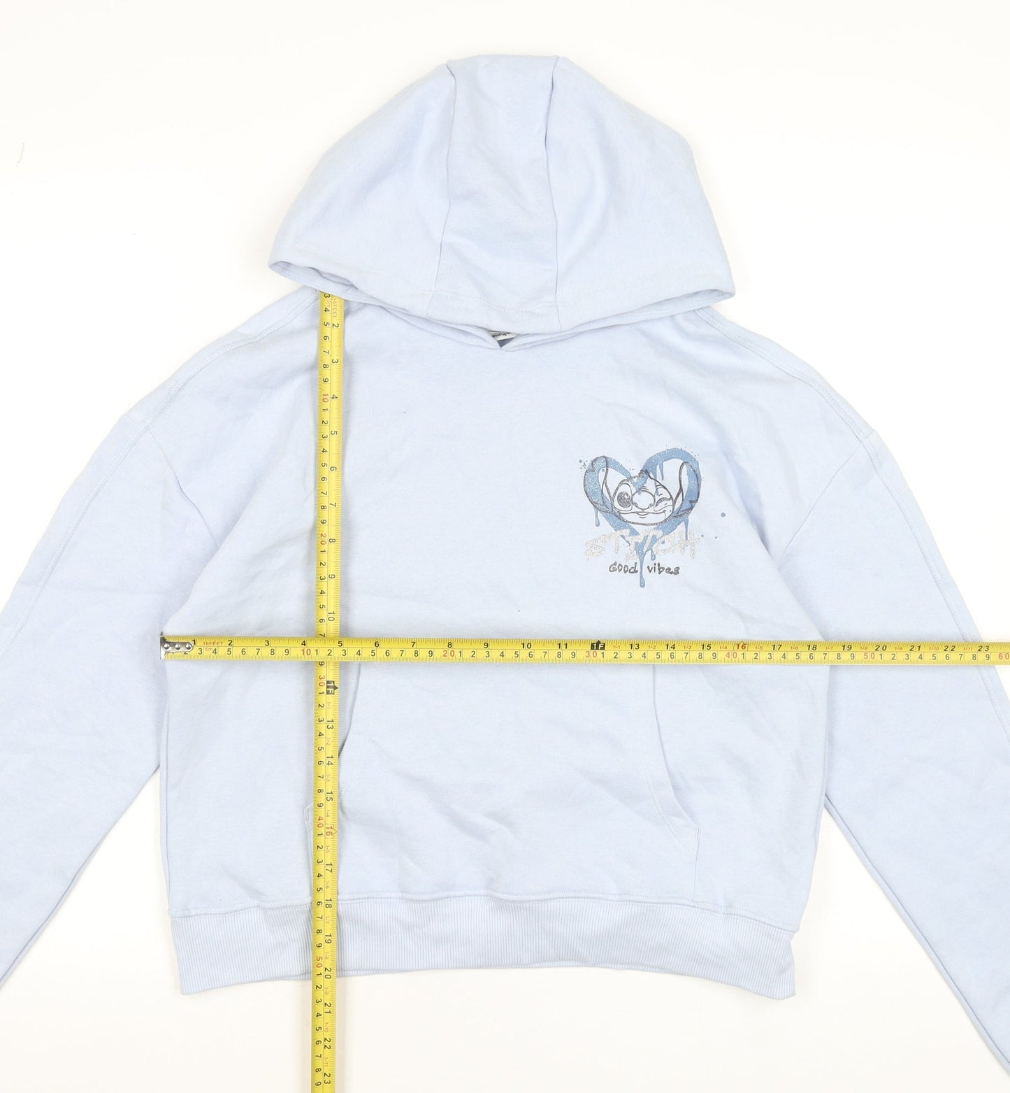 George Girls Blue Stitch Hoodie 13-14 Years Pullover Graphic Sweatshirt