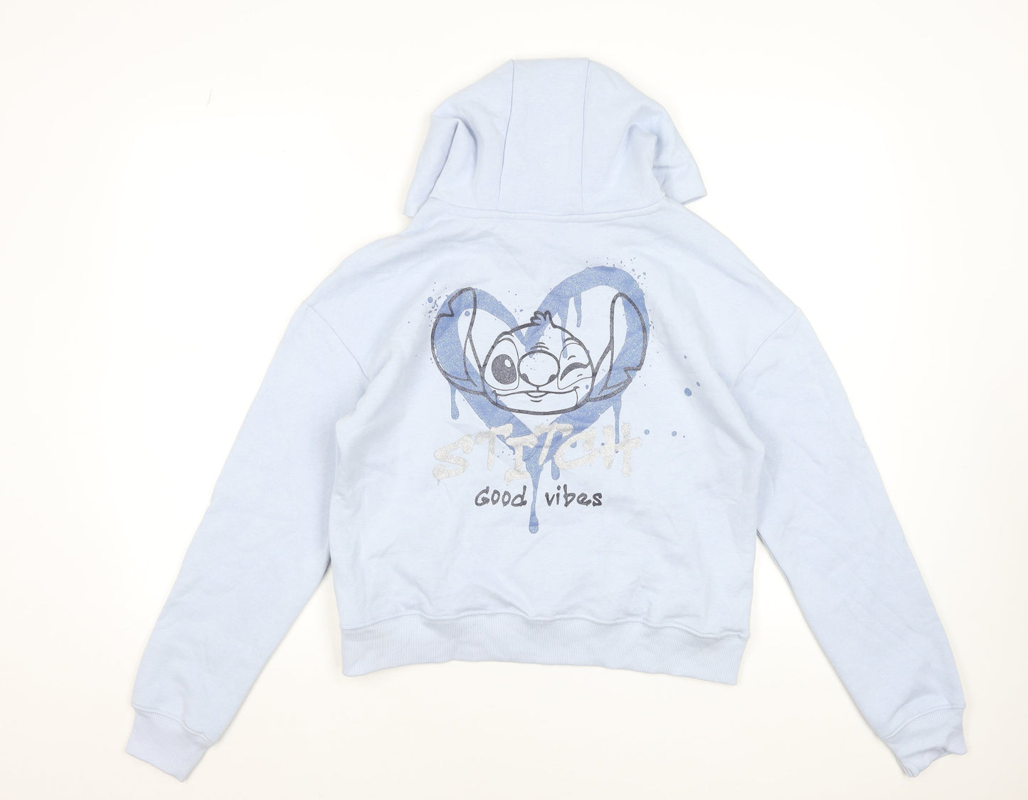 George Girls Blue Stitch Hoodie 13-14 Years Pullover Graphic Sweatshirt