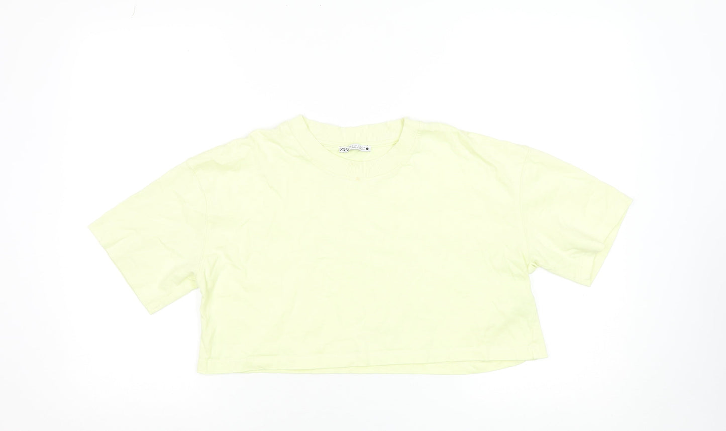 Womens UK Size S Zara Yellow Cropped T-Shirt