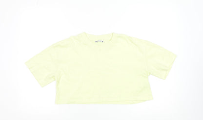 Womens UK Size S Zara Yellow Cropped T-Shirt