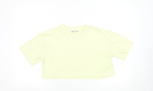 Womens UK Size S Zara Yellow Cropped T-Shirt