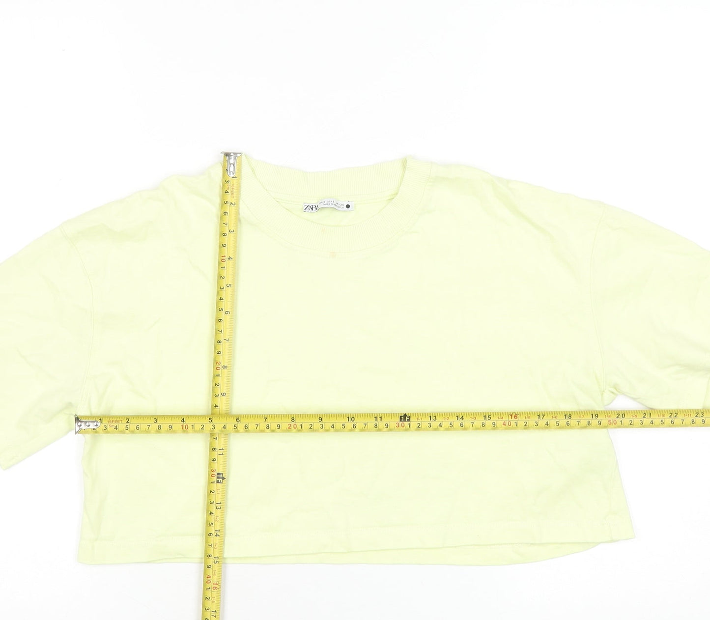 Womens UK Size S Zara Yellow Cropped T-Shirt