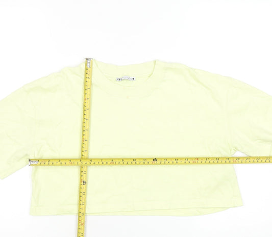 Womens UK Size S Zara Yellow Cropped T-Shirt
