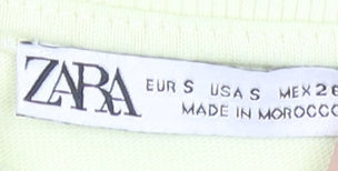 Womens UK Size S Zara Yellow Cropped T-Shirt