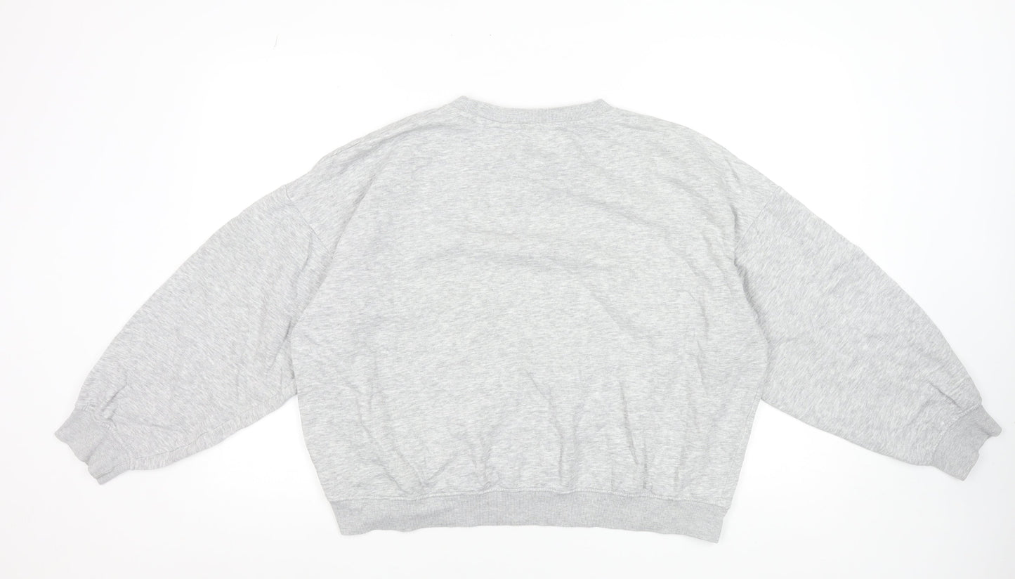 H&M Peanuts Women's Grey Snoopy Tennis Crew Sweatshirt Size S