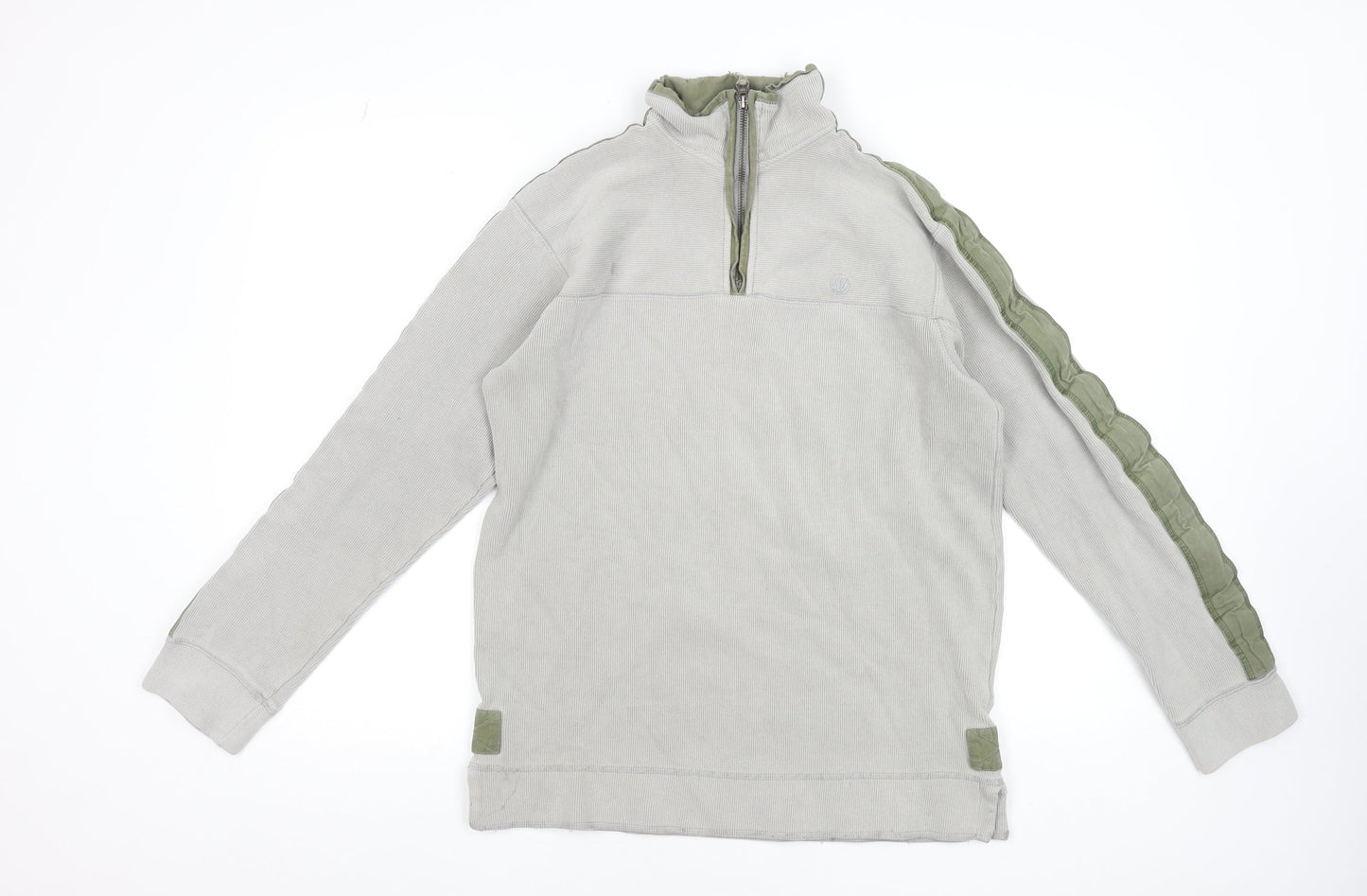 Fat Face Men's Grey 1/4 Zip Waffle Knit Pullover Jumper Size S