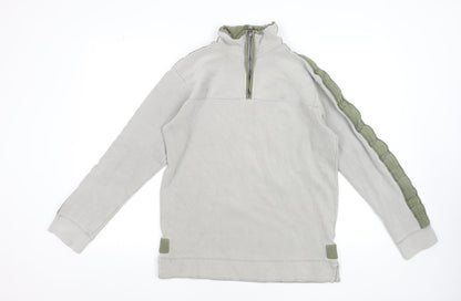 Fat Face Men's Grey 1/4 Zip Waffle Knit Pullover Jumper Size S