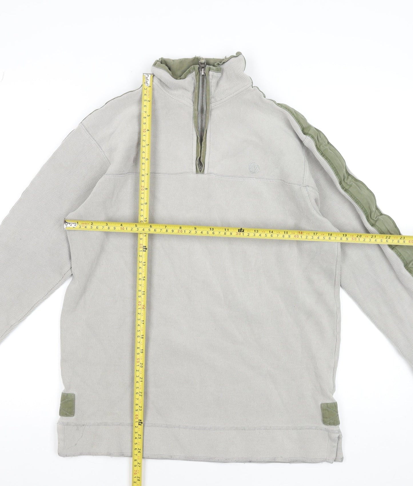 Fat Face Men's Grey 1/4 Zip Waffle Knit Pullover Jumper Size S