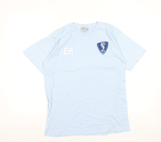 Womens UK Size L Gildan Blue Basic T-Shirt