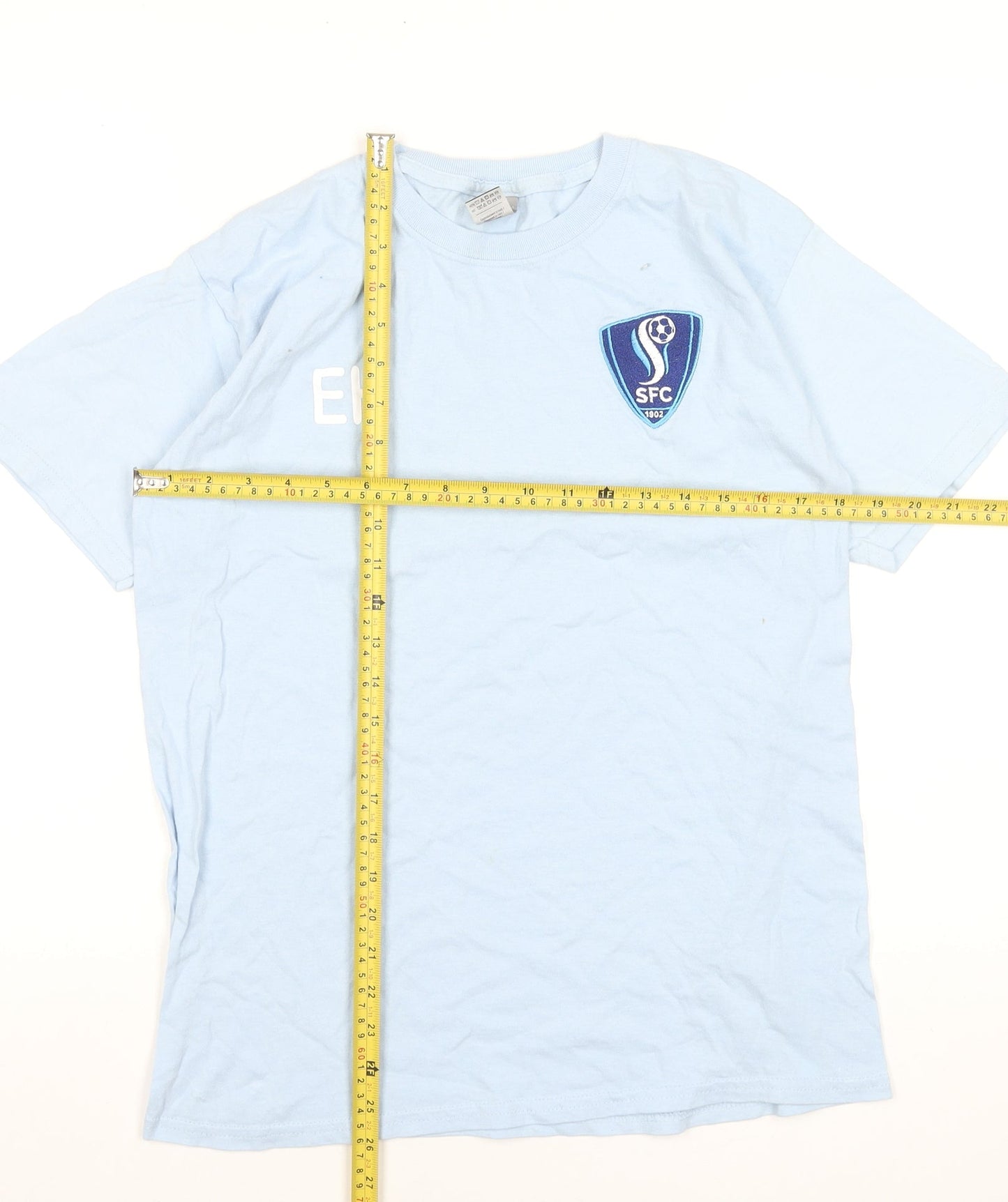 Womens UK Size L Gildan Blue Basic T-Shirt