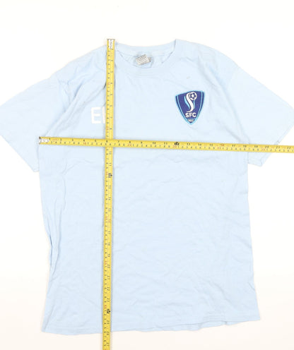 Womens UK Size L Gildan Blue Basic T-Shirt