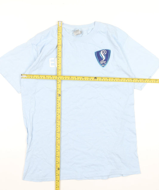 Womens UK Size L Gildan Blue Basic T-Shirt