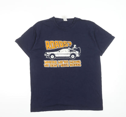 Fruit of the Loom Men's Navy Back to the Future Graphic T-Shirt M Cotton