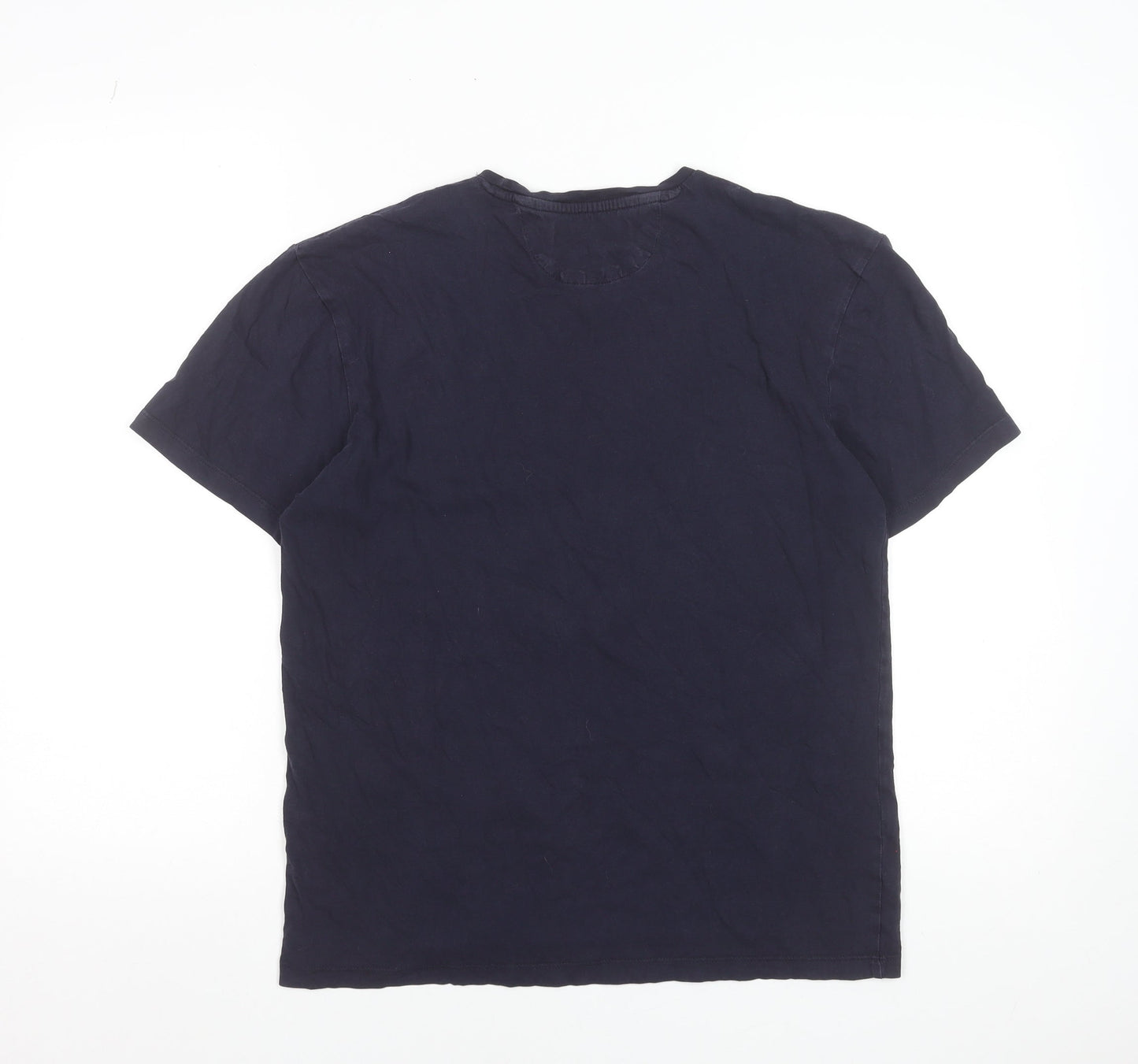 Zara Essentials Men's Navy Blue Relaxed Fit Cotton T-Shirt Size M