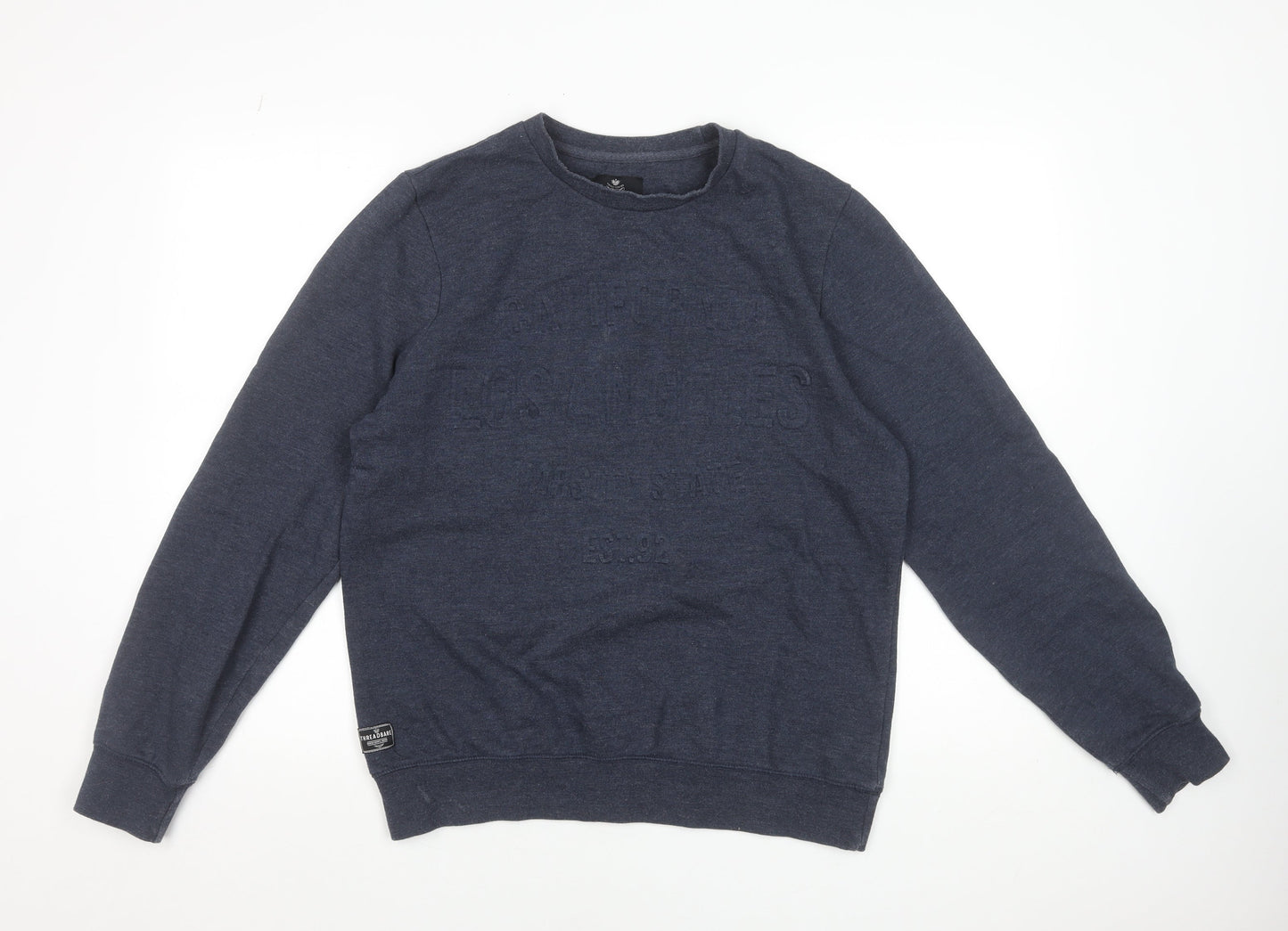 Threadbare Men's Navy Blue Crew Neck Sweatshirt Size M Classic Cotton Blend Pullover