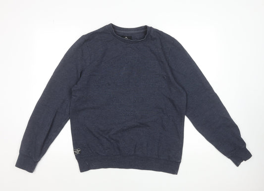 Threadbare Men's Navy Blue Crew Neck Sweatshirt Size M Classic Cotton Blend Pullover