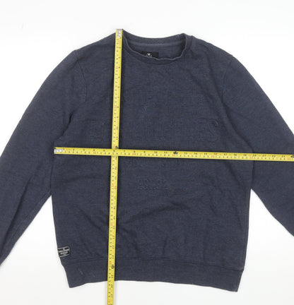 Threadbare Men's Navy Blue Crew Neck Sweatshirt Size M Classic Cotton Blend Pullover