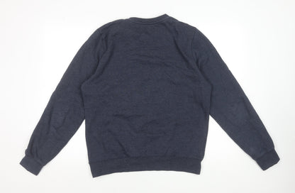 Threadbare Men's Navy Blue Crew Neck Sweatshirt Size M Classic Cotton Blend Pullover