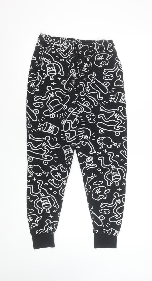 Zoo York Men's Black White Print Joggers Size S Casual Streetwear