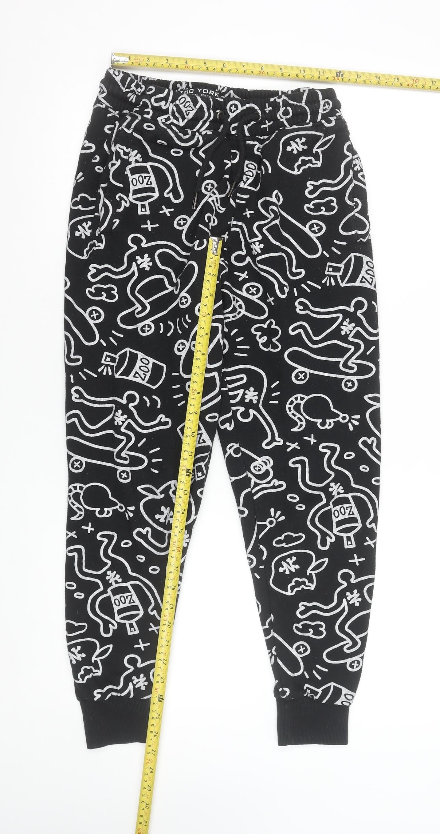 Zoo York Men's Black White Print Joggers Size S Casual Streetwear