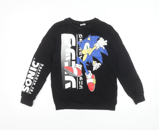 Sonic The Hedgehog Boys Black 10-11 Years Pullover Sweatshirt