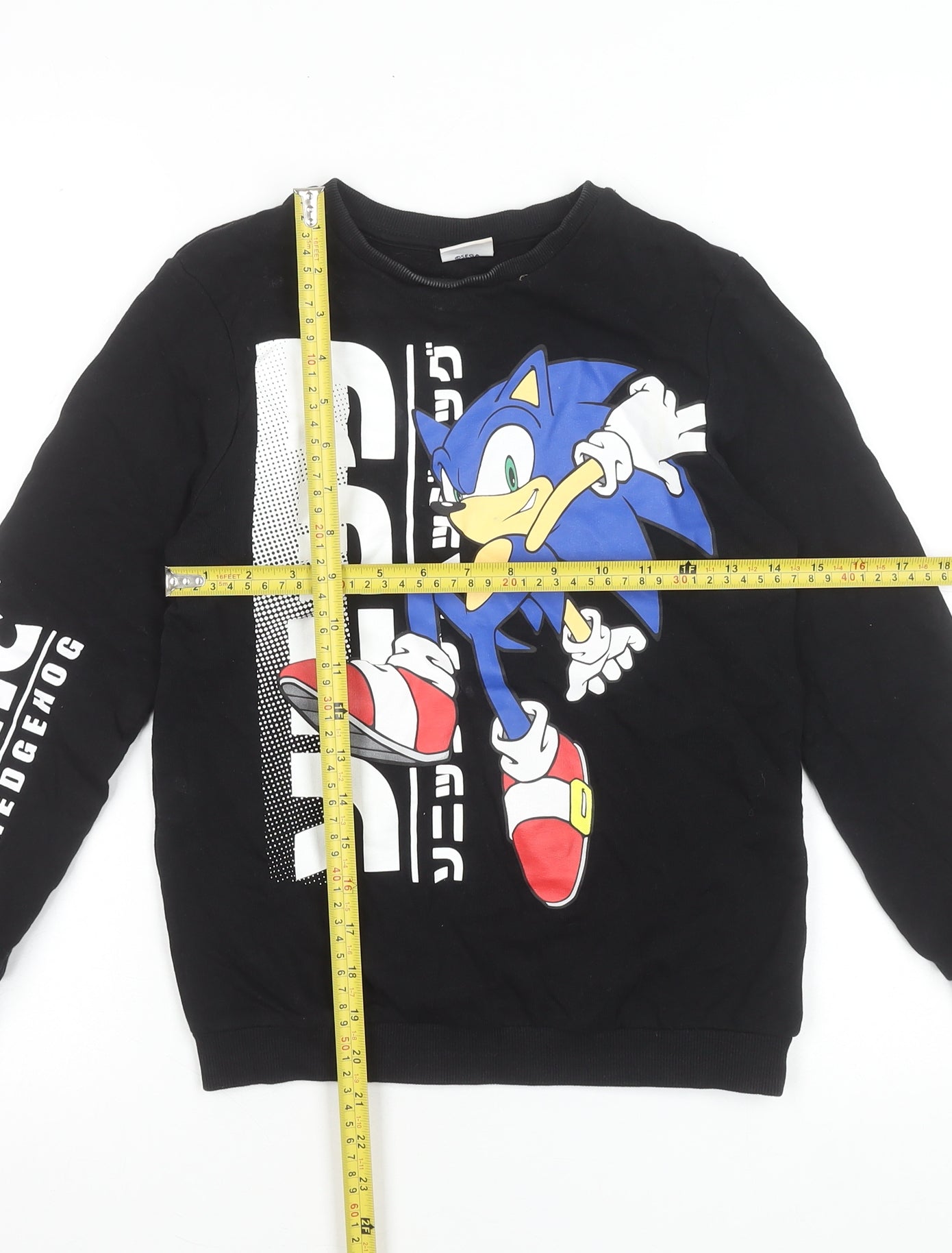 Sonic The Hedgehog Boys Black 10-11 Years Pullover Sweatshirt