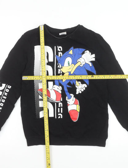 Sonic The Hedgehog Boys Black 10-11 Years Pullover Sweatshirt