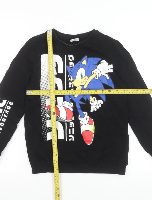 Sonic The Hedgehog Boys Black 10-11 Years Pullover Sweatshirt