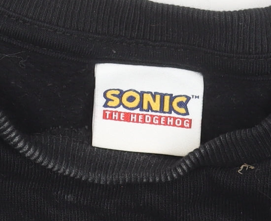 Sonic The Hedgehog Boys Black 10-11 Years Pullover Sweatshirt