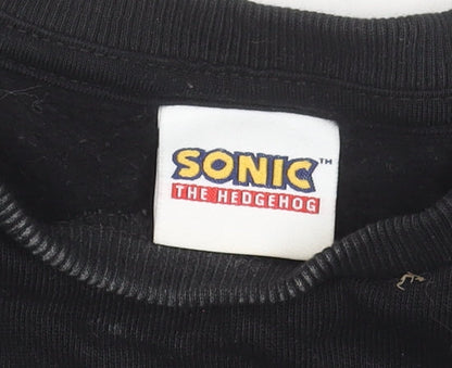 Sonic The Hedgehog Boys Black 10-11 Years Pullover Sweatshirt
