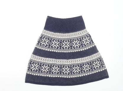 Fat Face Women's Blue Fair Isle Knit A-Line Skirt Size 6