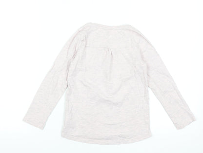 Next Girls Beige Long Sleeve Unicorn Graphic T-Shirt 6 Years