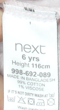 Next Girls Beige Long Sleeve Unicorn Graphic T-Shirt 6 Years