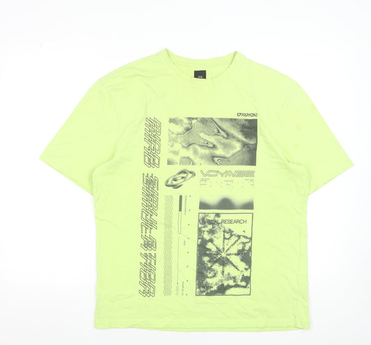 River Island Men's Green Graphic Print Cotton T-Shirt Size M Regular Fit