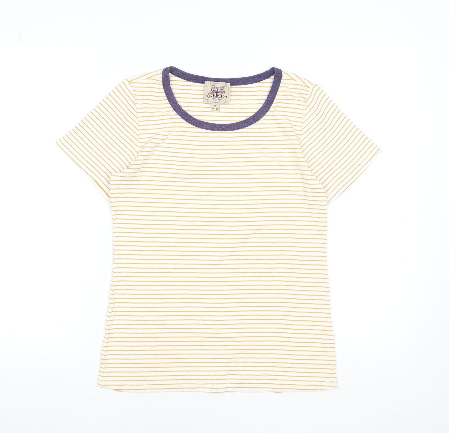 Womens UK Size 12 Arabella & Addison Yellow Ringer T-Shirt