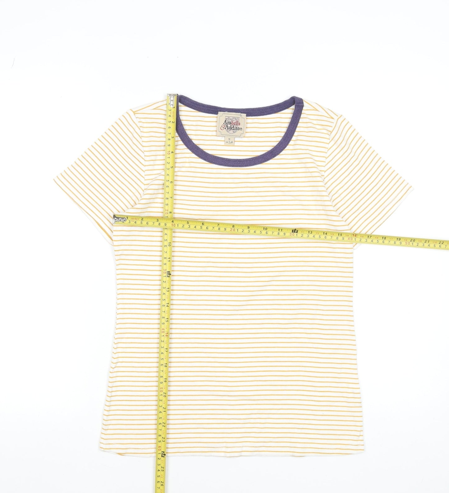 Womens UK Size 12 Arabella & Addison Yellow Ringer T-Shirt