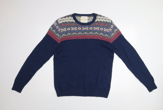 Frederik Anderson Copenhagen Men’s Blue Fair Isle Knit Jumper M