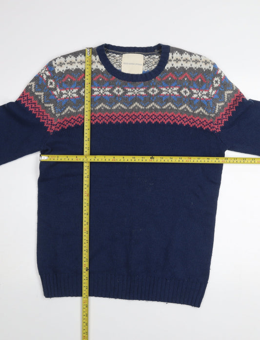 Frederik Anderson Copenhagen Men’s Blue Fair Isle Knit Jumper M