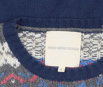 Frederik Anderson Copenhagen Men’s Blue Fair Isle Knit Jumper M