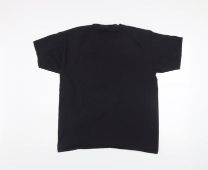 Fruit of the Loom Mens Black Art Graphic Cotton T-Shirt Size L