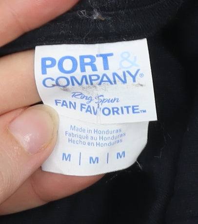 Port & Company Men's Black Anime Graphic Cotton T-Shirt Size M