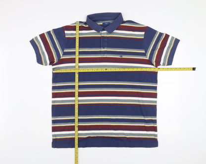 Cotton Traders Men's Blue Striped Polo Shirt XL Classic Fit