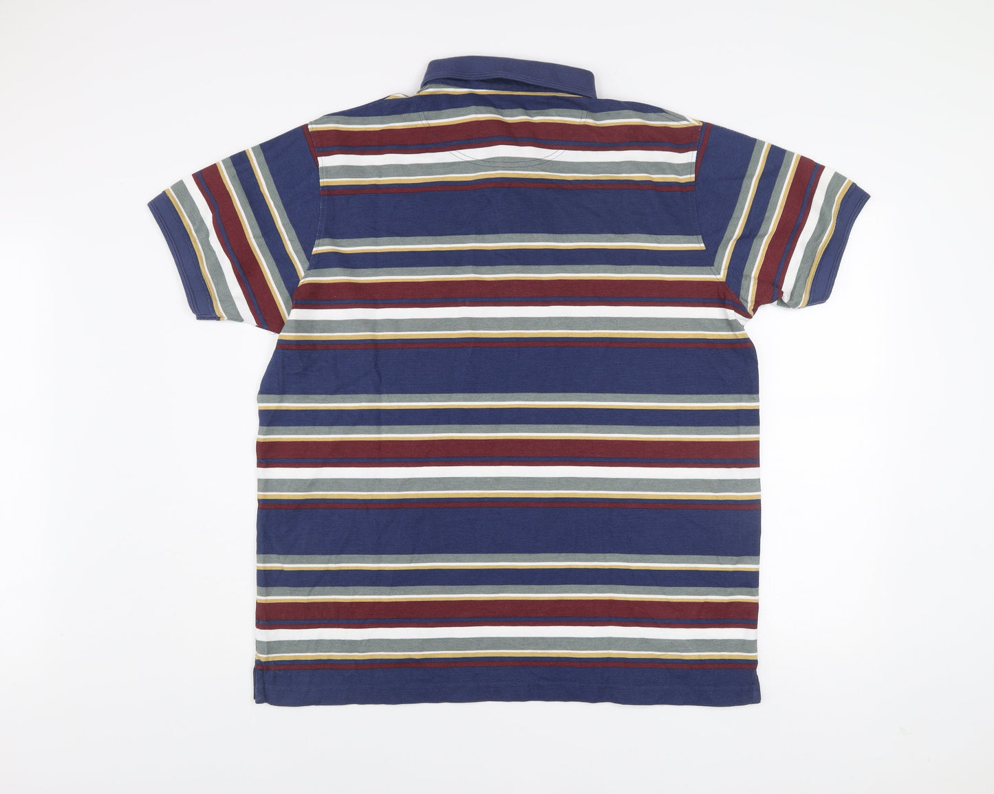 Cotton Traders Men's Blue Striped Polo Shirt XL Classic Fit