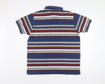 Cotton Traders Men's Blue Striped Polo Shirt XL Classic Fit