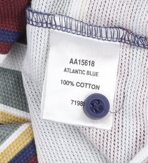 Cotton Traders Men's Blue Striped Polo Shirt XL Classic Fit