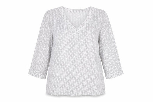 Phase Eight Women's Grey Floral V-Neck 3/4 Sleeve Tunic Top Size 12