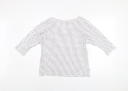 Phase Eight Women's Grey Floral V-Neck 3/4 Sleeve Tunic Top Size 12